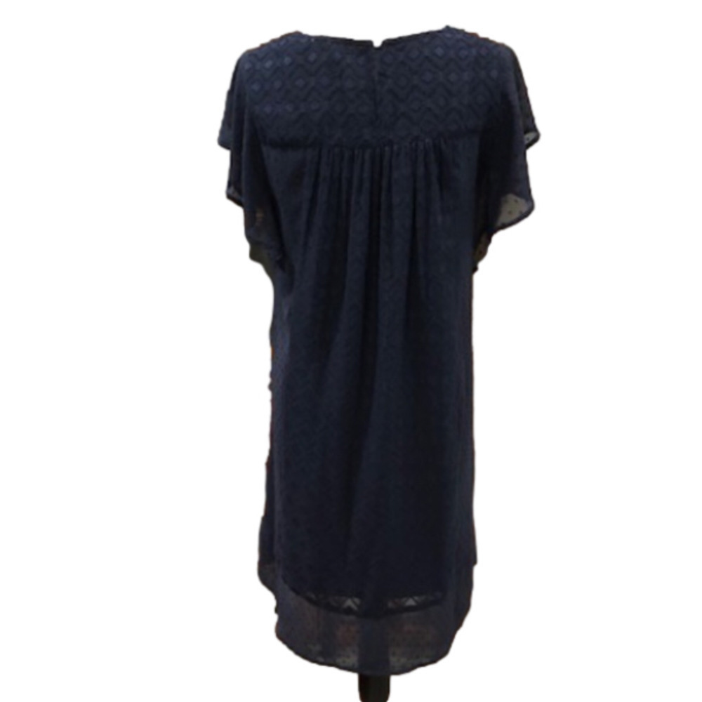𝅺Daniel Rainn Navy Flutter Sleeve Lace Babydoll Dress, Size Medium - Picture 10 of 16